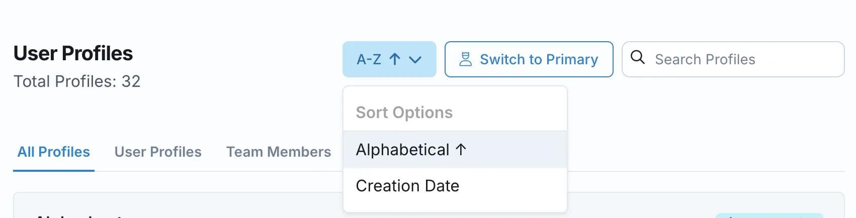 Ayrshare User Profile sorting