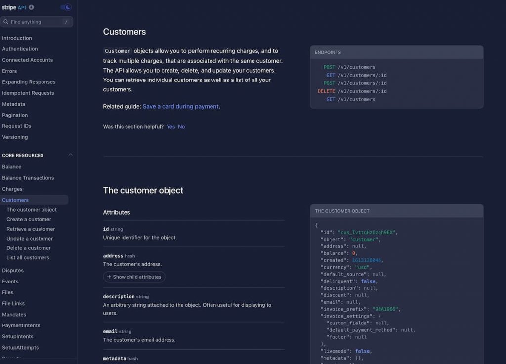 Stripe API Docs