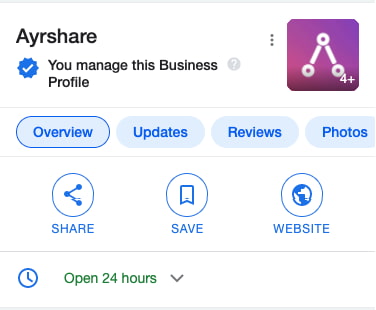 Ayrshare Google Business Profile Mobile Example