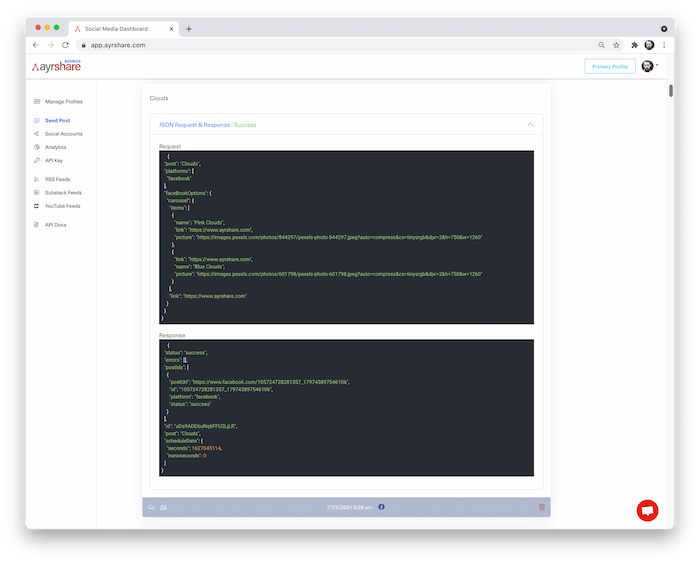 ayrshare-screen-example screenshot
