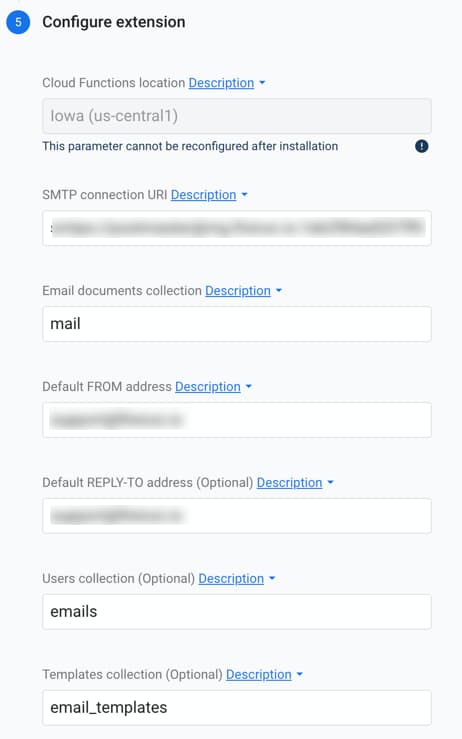 Firebase email config