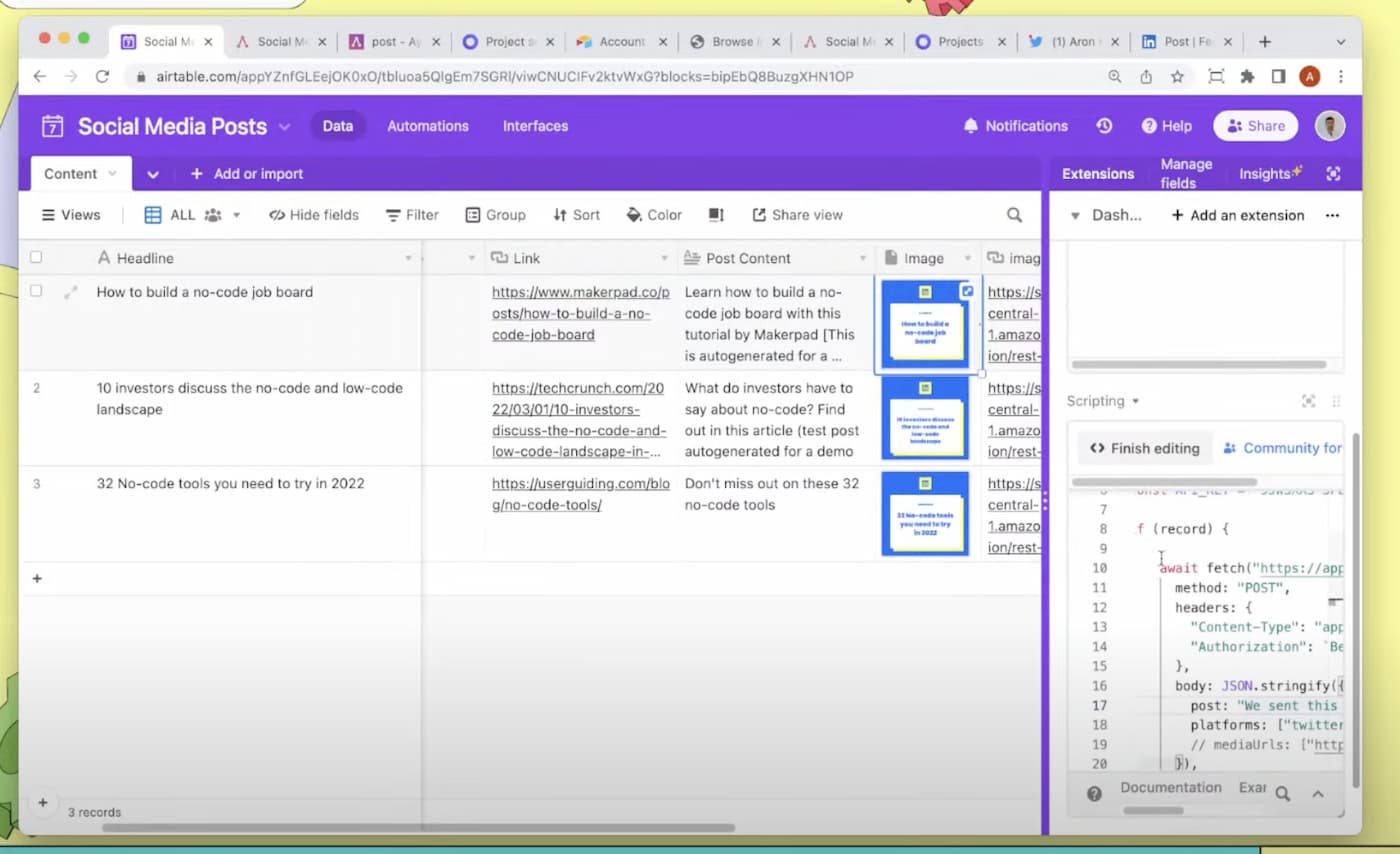 AirTable Social API Intergration