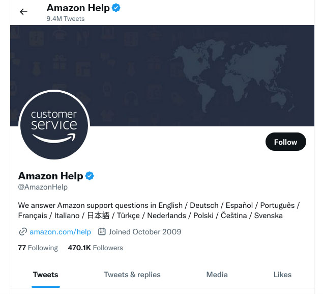 amazon help twitter account