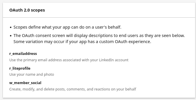 LinkedIn API Permissions