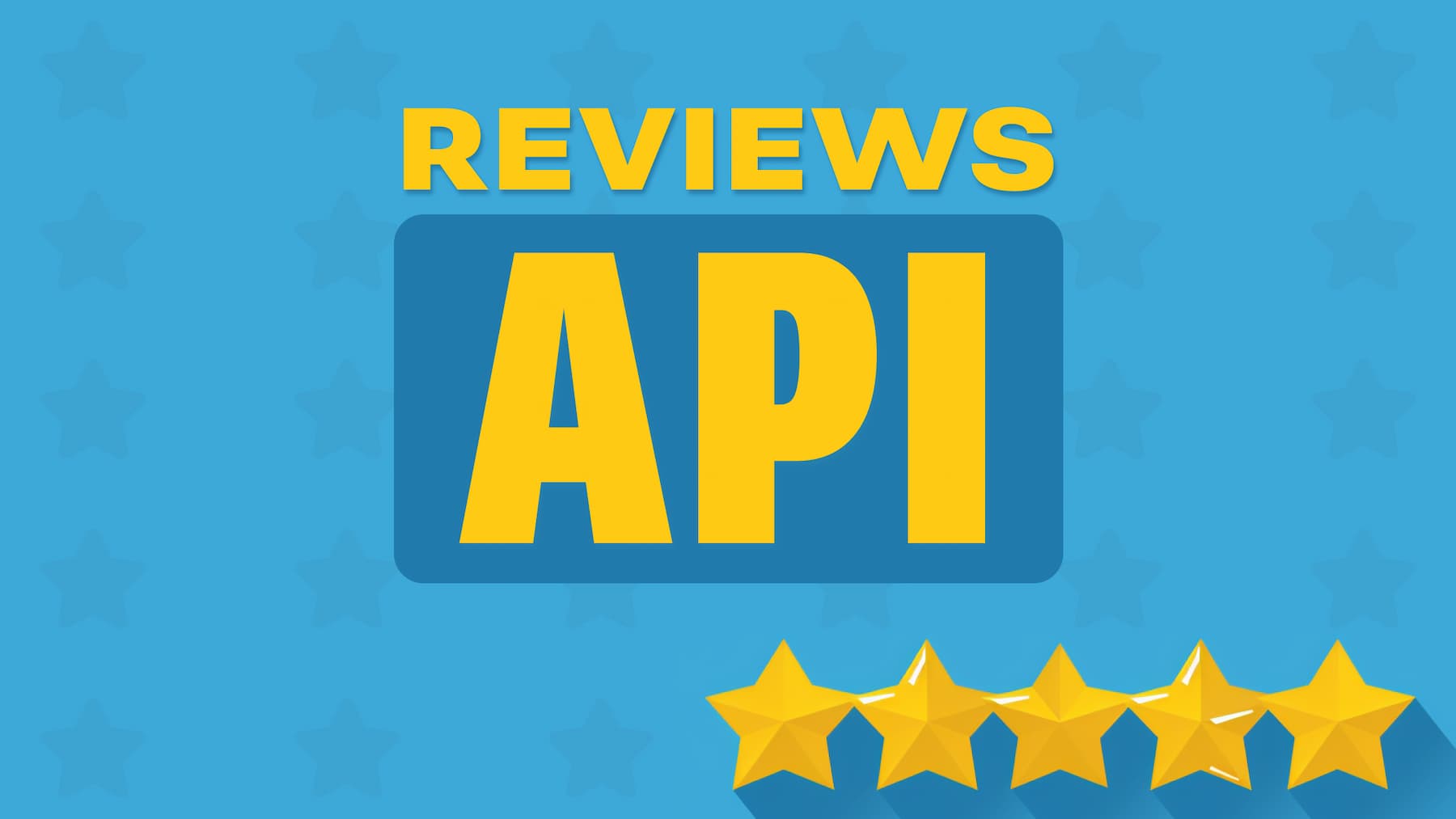 Reviews api logo with stars on a blue background.