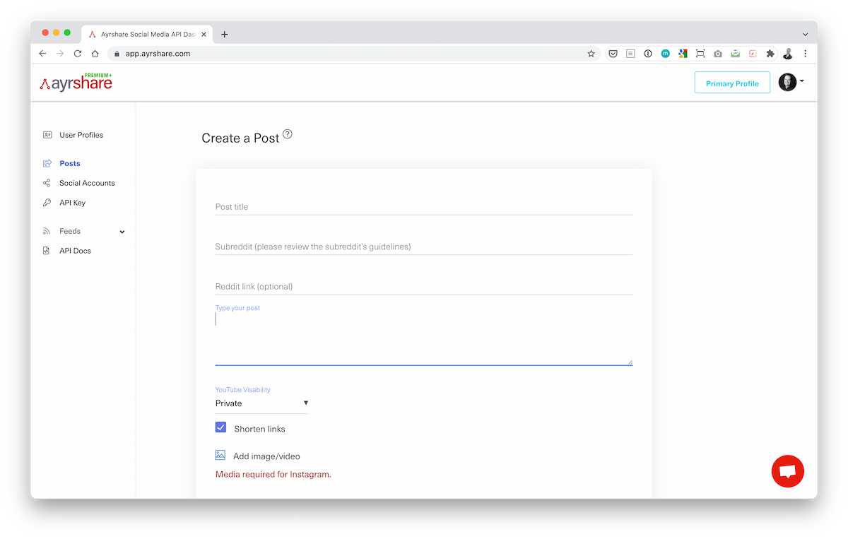 Instagram Linking - Ayrshare Docs