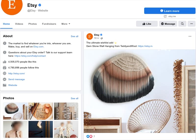 etsy facebook page