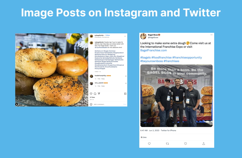 Image posts on instagram and twitter.
