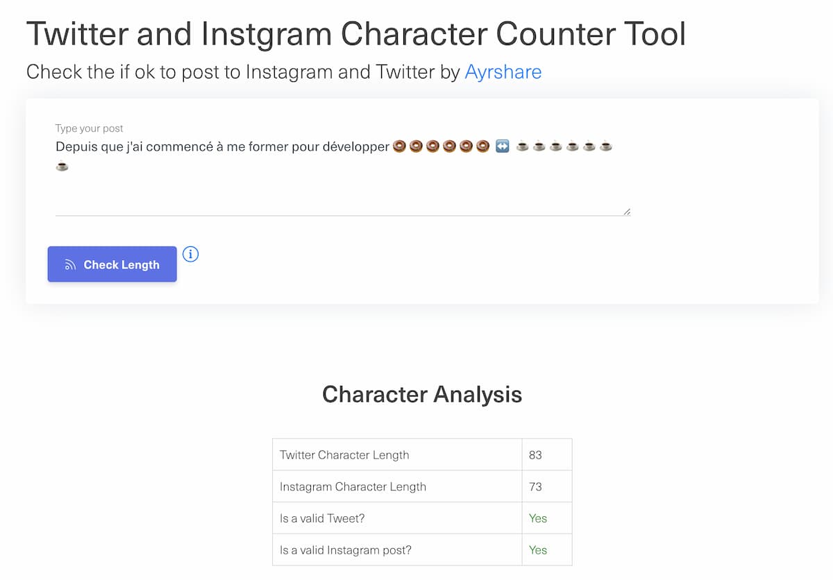 Instagram and Twitter Character Counter Tool