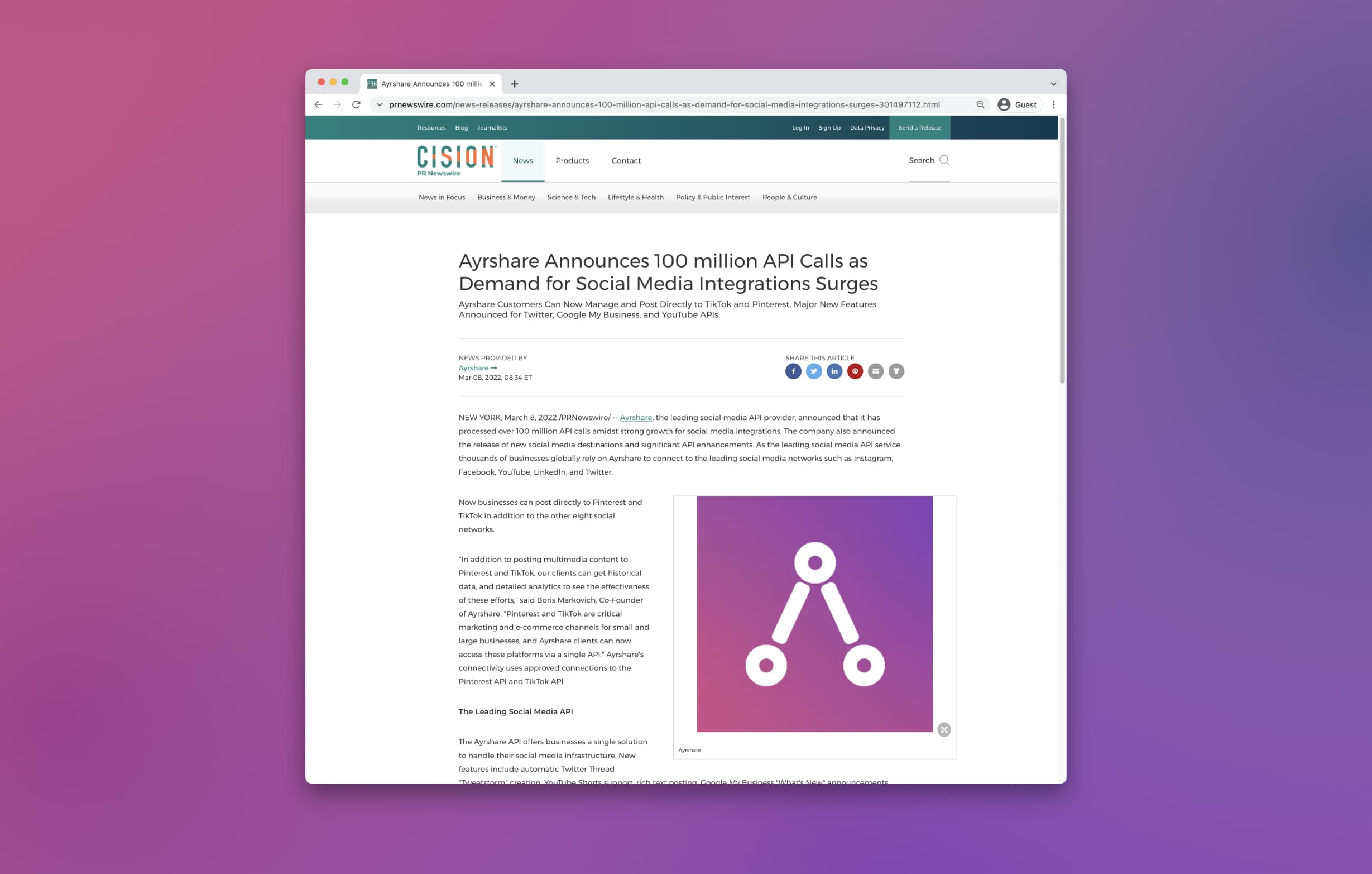 press release ayrshare