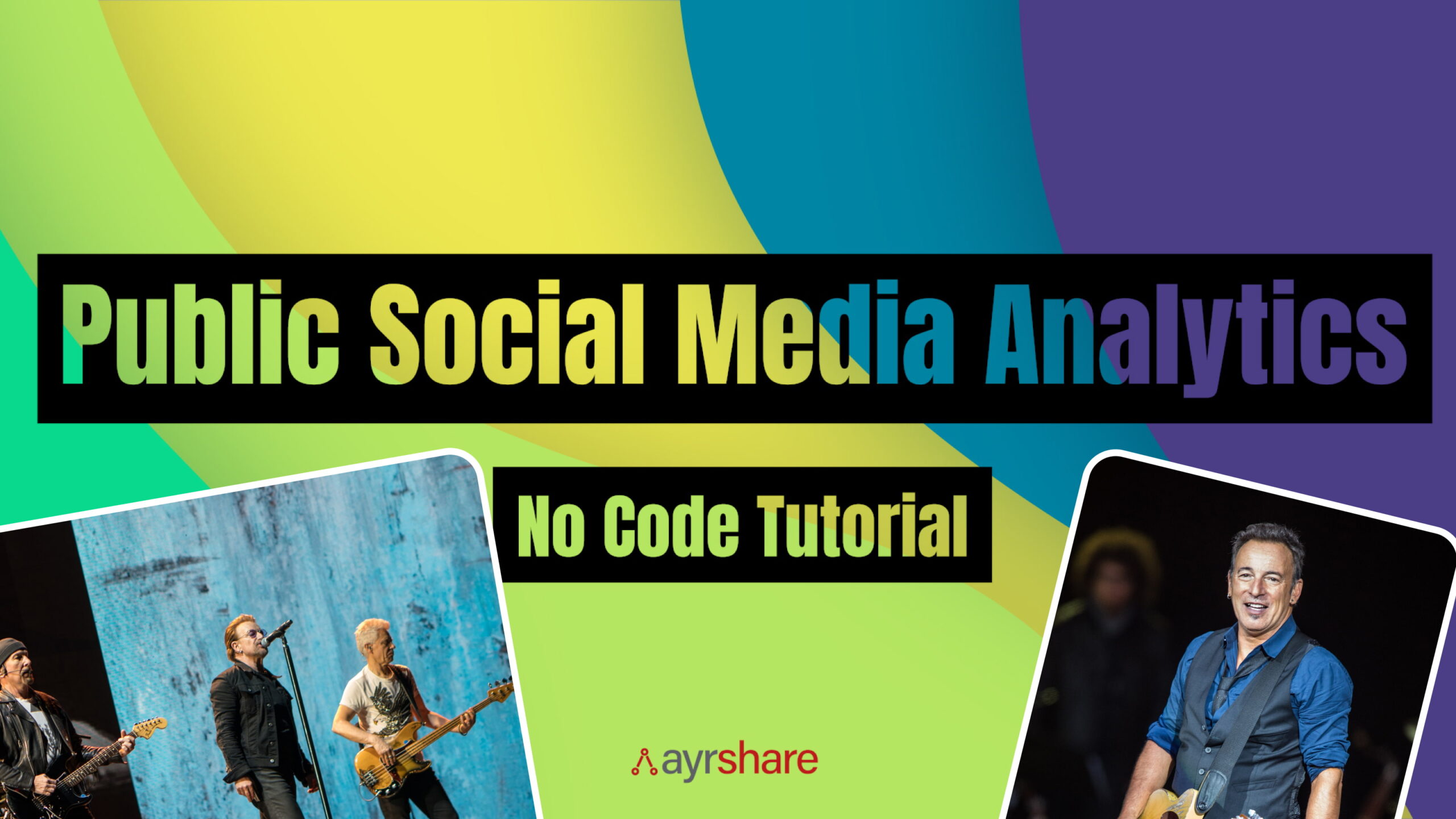 Colorful graphic promoting a no code tutorial for public social media analytics.